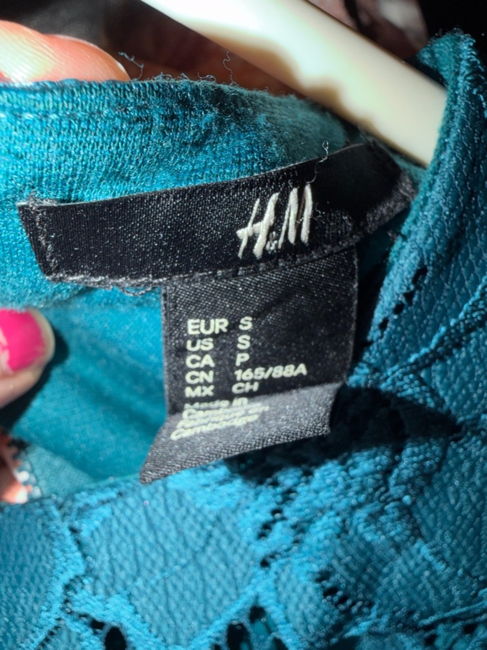 H&M Teal Lace Dress – Size S | Feminine Fit & Flare - Picture 4 of 4